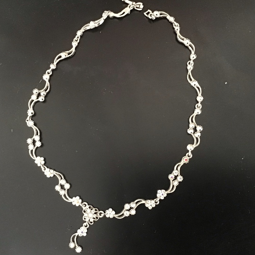 Silver necklace with rhinestones